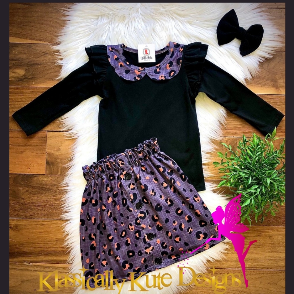 Black & Gray/Purple Skirt Set